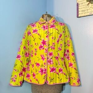 Pink& yellow floral quilted Jacket🤹‍♀️🛍️🌸